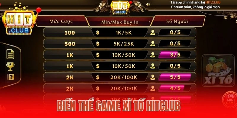 Biến thể game Xì Tố Hitclub