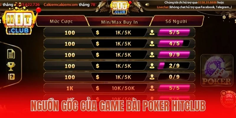 Nguồn gốc của game bài Poker Hitclub