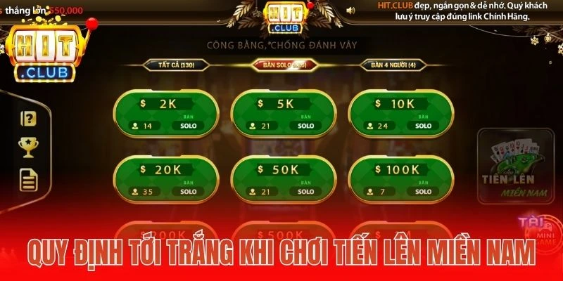 Quy định tới trắng khi chơi Tiến lên miền Nam