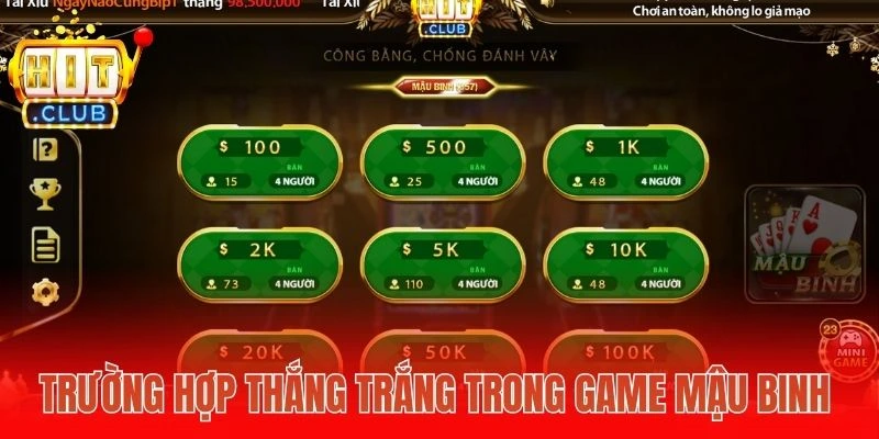 Trường hợp thắng trắng trong game Mậu binh 